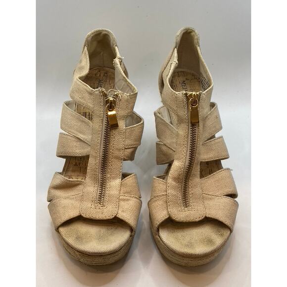 MERONA Women's Tan Alexa Strappy Peep-Toe Cork Wedge Sandals SZ 11 - Picture 2 of 11